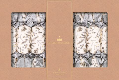 Celebration Crackers - Super Deluxe Crackers - 14 Inch - Silver Pinecones - Set of 8