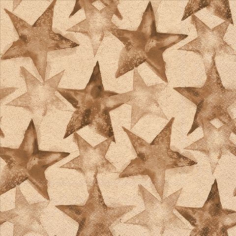 Ambiente - Paper Napkins Christmas - Pack of 20 - Luncheon Size - Recycled Water Colour Stars - Brown