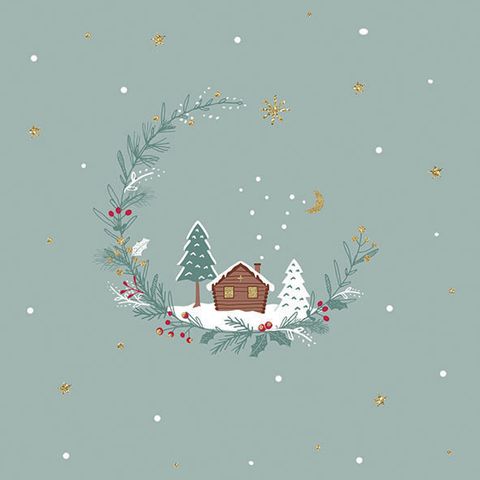 Ambiente - Paper Napkins Christmas - Pack of 20 - Luncheon Size - Little Wood Cabin