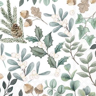 Ambiente - Paper Napkins Christmas - Pack of 20 - Luncheon Size - Collection Of Leaves