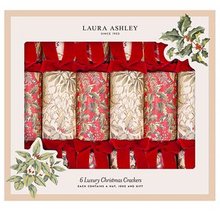 Laura Ashley - Luxury Crackers - 13 Inch - Red Festive Botanicals - Set of 6