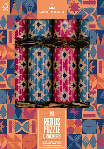 Celebration Crackers - Games Room Crackers - 12 Inch - Rebus Puzzles - Set of 12