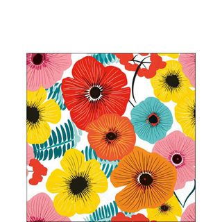 Ambiente - Paper Napkins - Pack of 20 - Cocktail Size - Colourful Flowers - Red