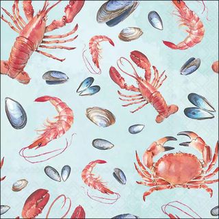 Ambiente - Paper Napkins - Pack of 20 - Luncheon Size - Sea Life - Aqua