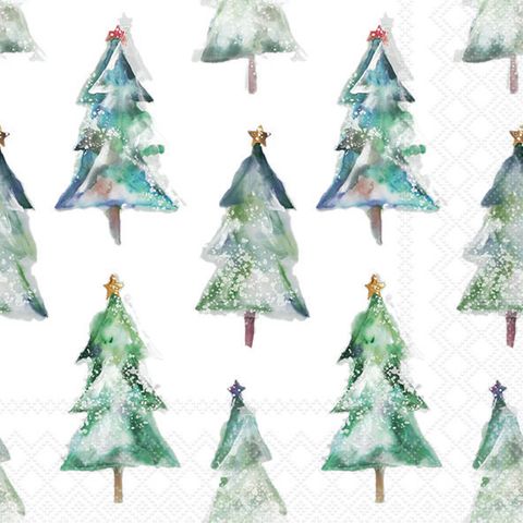 Ambiente - Paper Napkins Christmas - Pack of 20 - Luncheon Size - Painted Trees