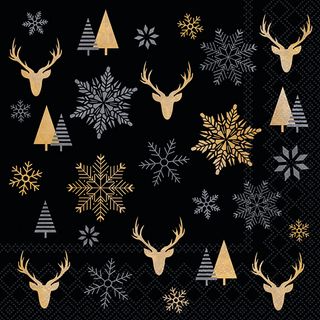 Ambiente - Paper Napkins Christmas - Pack of 20 - Luncheon Size - Winter Silhouettes - Black