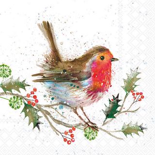 Ambiente - Paper Napkins Christmas - Pack of 20 - Luncheon Size - Winter Robin