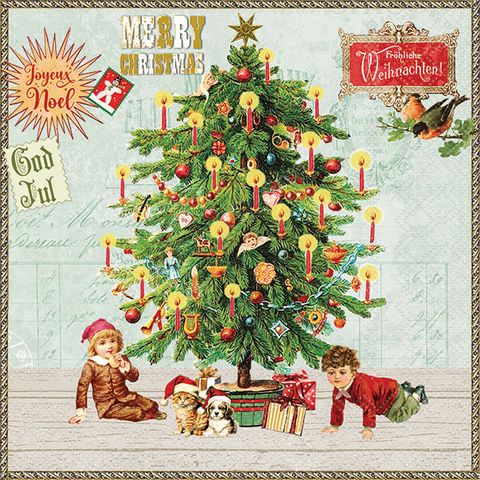 Ambiente - Paper Napkins Christmas - Pack of 20 - Luncheon Size - Under The Christmas Tree - Green