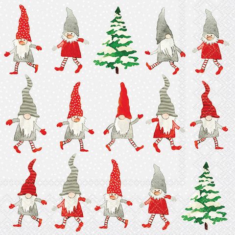 Ambiente - Paper Napkins Christmas - Pack of 20 - Luncheon Size - Dancing Gnomes
