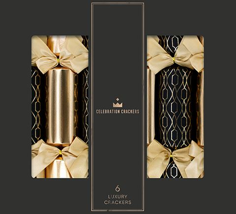 Celebration Crackers - Luxury Crackers - 13 Inch - Regency - Midnight Gold - Set of 6