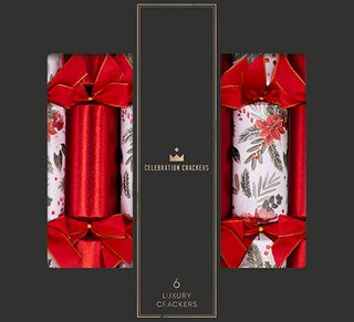 Celebration Crackers - Luxury Crackers - 13 Inch - Regency - Glitter Poinsettia - Set of 6