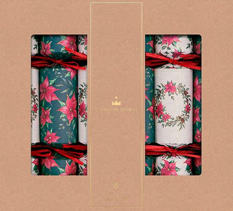 Celebration Crackers - Luxury Crackers - 13 Inch - Regency - Poinsettia Wreath - Set of 6