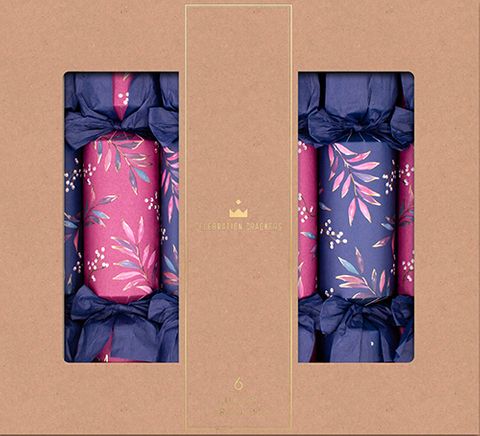 Celebration Crackers - Luxury Crackers - 13 Inch - Regency - Navy Sprig - Set of 6