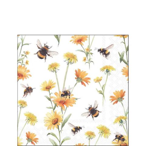 Ambiente - Paper Napkins - Pack of 20 - Cocktail Size - Busy Bees