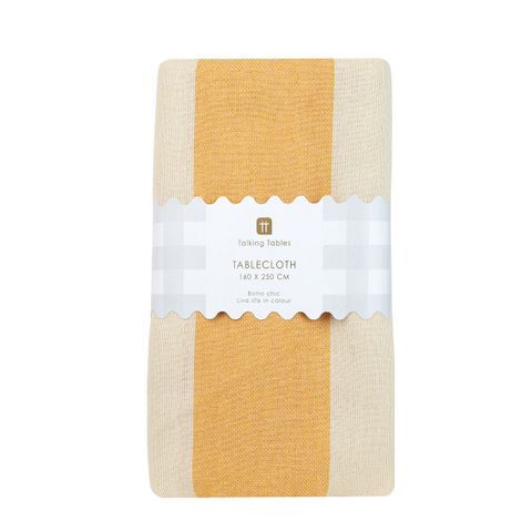 Talking Tables - Stripe Tablecloth - Extra Large - Fabric - Yellow