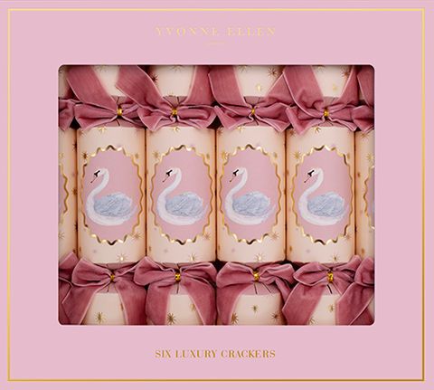Yvonne Ellen - Luxury Crackers - 13 Inch - Pink Swan- Set of 6
