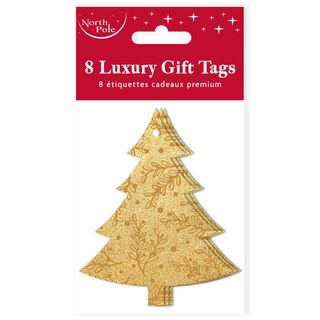 Eurowrap - Christmas Gift Tags - Embossed Tree - 8 Pack