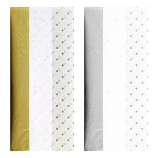 Eurowrap - Gold and Silver Assorted - 6 Sheets of Tissue