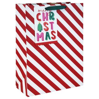 Eurowrap - Merry Christmas Candy Cane - Extra Large Gift Bag
