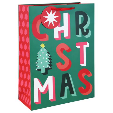 Eurowrap - Merry Christmas Bright - Extra Large Gift Bag