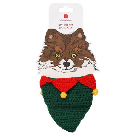 Talking Tables - Crocheted Pet Bandana - Botanical Holly