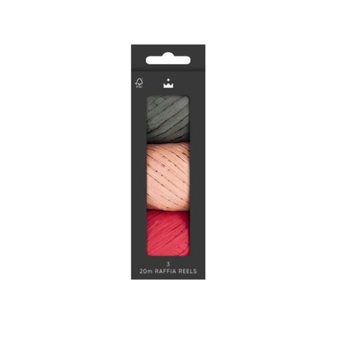Celebration Crackers - Christmas Sprig - 20m Raffia Reels - Pack of 3