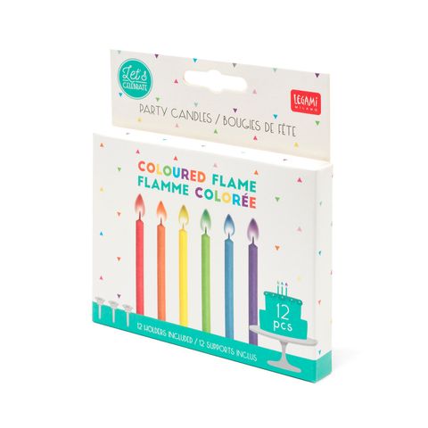 Legami - Party Candles With Coloured Flame - Pack of 12