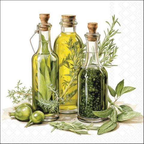 Ambiente - Paper Napkins - Pack of 20 - Luncheon Size - Oil and Herbs