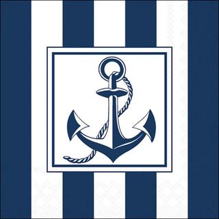 Ambiente - Paper Napkins - Pack of 20 - Luncheon Size - Anchor - Blue