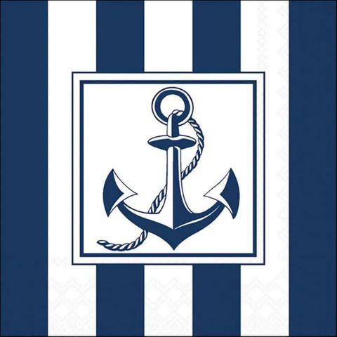 Ambiente - Paper Napkins - Pack of 20 - Luncheon Size - Anchor - Blue