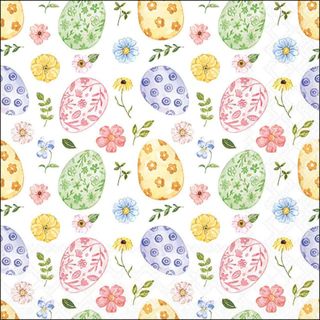 Ambiente - Paper Napkins - Pack of 20 - Luncheon Size - Easter Eggs and Flowers