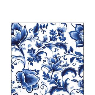 Ambiente - Paper Napkins - Pack of 20 - Cocktail Size - Delft Blue Florals