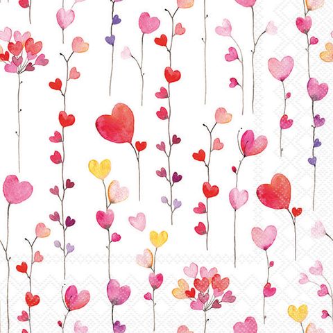 Ambiente - Paper Napkins - Pack of 20 - Luncheon Size - Hearts Garlands