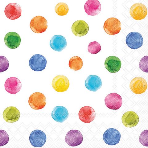 Ambiente - Paper Napkins - Pack of 20 - Luncheon Size - Polka Dots - White