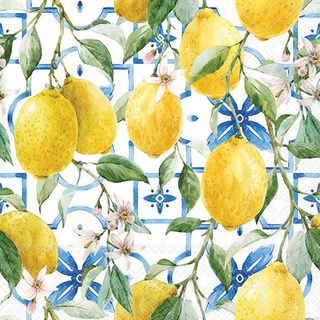 Ambiente - Paper Napkins - Pack of 20 - Luncheon Size - Mediterranean Lemons