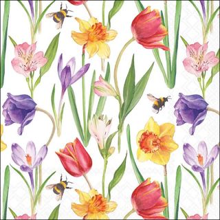 Ambiente - Paper Napkins - Pack of 20 - Luncheon Size - Flowers in Spring