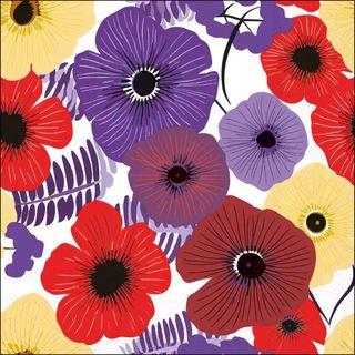 Ambiente - Paper Napkins - Pack of 20 - Luncheon Size - Colourful Flowers - Lilac