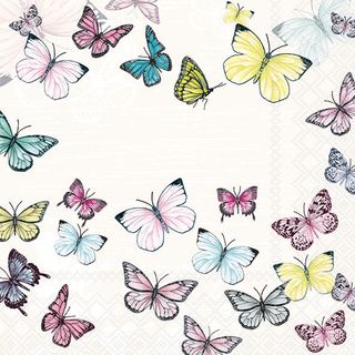 Ambiente - Paper Napkins - Pack of 20 - Luncheon Size - Butterfly - White