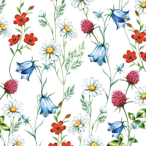 Ambiente - Paper Napkins - Pack of 20 - Luncheon Size - Mixed Wild Flowers