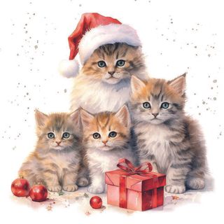 Ambiente - Paper Napkins Christmas - Pack of 20 - Luncheon Size - Meaowy Christmas