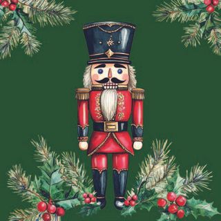 Ambiente - Paper Napkins Christmas - Pack of 20 - Luncheon Size - Wooden Nutcracker Green