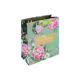 Eurowrap - Floral Happy Birthday - Medium Gift Bag