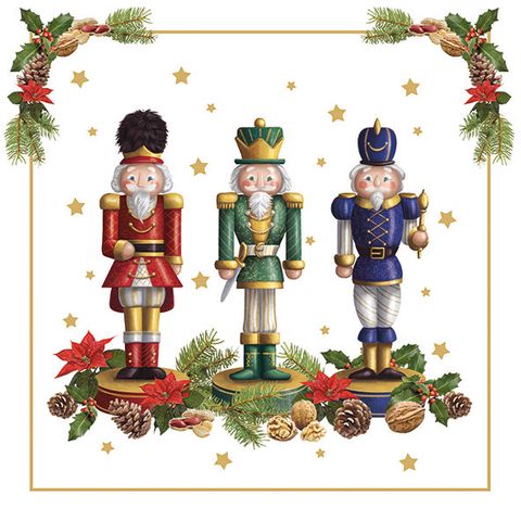 Ambiente - Paper Napkins Christmas - Pack of 20 - Luncheon Size - Bearded Nutcracker
