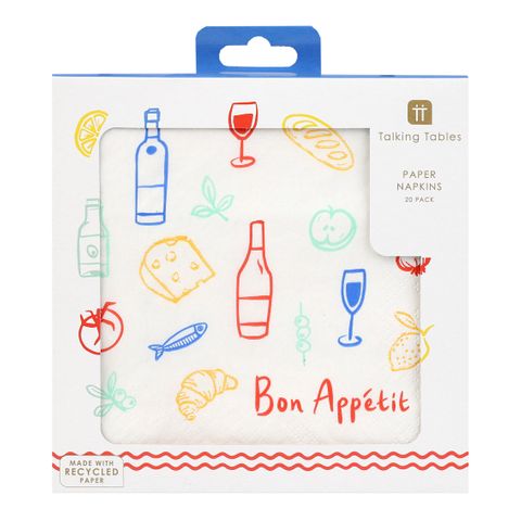 Talking Tables - Paper Napkin - Bon Appetit Icons - Pack of 20