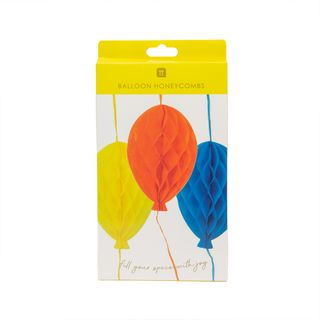Talking Tables - Balloon Honeycombs - 26cm - Pack of 3 - Birthday Brights