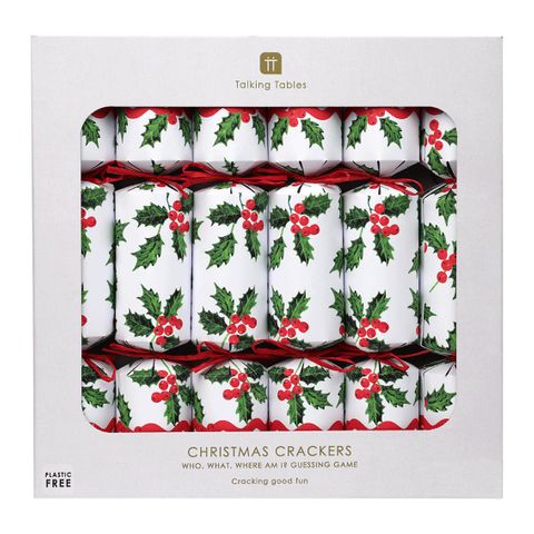 Talking Tables - Luxury Crackers - Who Am I Game - 12 Inch - Holly - Set of 6