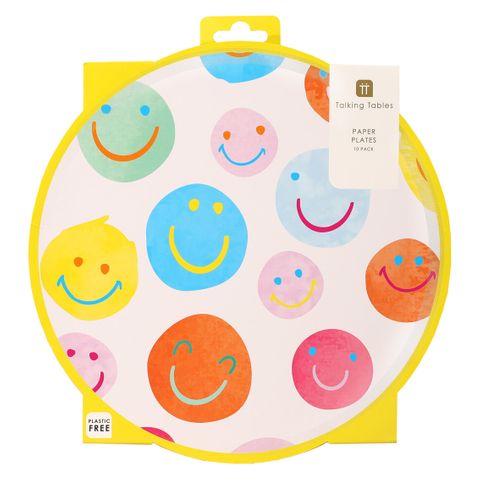 Talking Tables - Paper Plates - 33cm - Pack of 10 - Happy Face