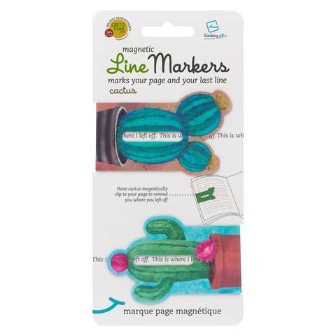 Thinking Gifts - Line Markers - Magnetic Bookmarks - Cactus