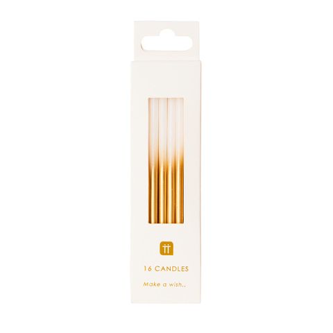 Talking Tables - Straight Candles 10cm - Pack of 16 - Gold Ombre