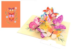 Origamo - Pop Up Greeting Card - Kirigami Collection - Colourful Butterflies